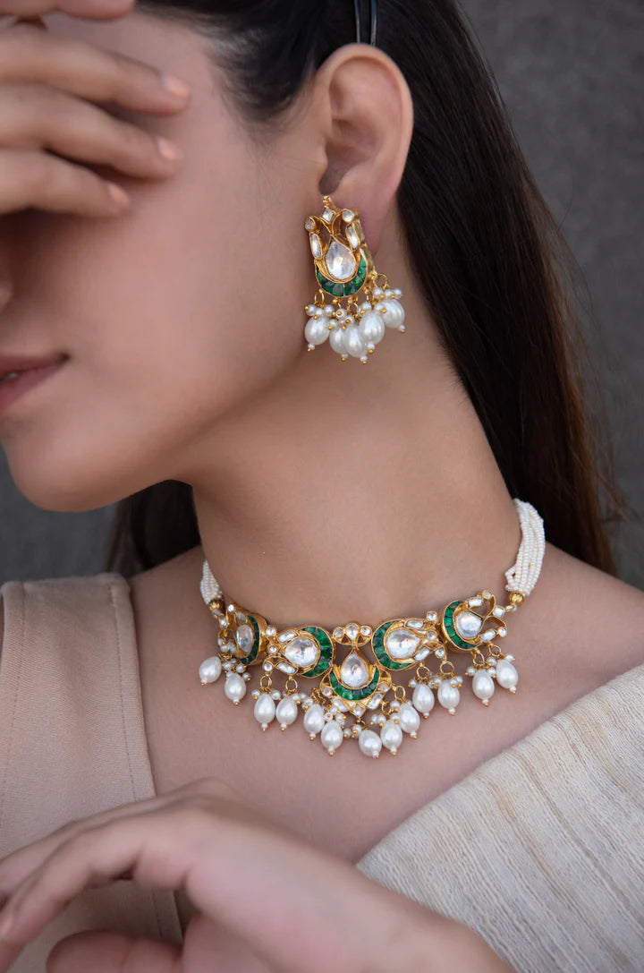 Akruti Green Kundan Necklace Set