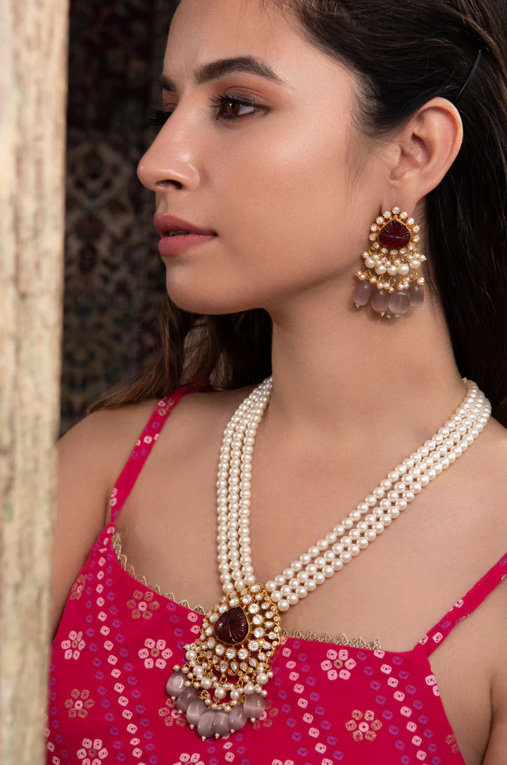 Akathya Victorian Polki Necklace Set