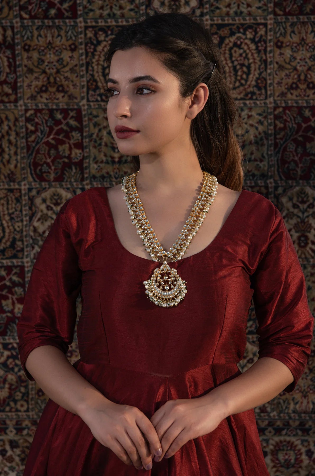 Alaia Kundan Pearl Necklace