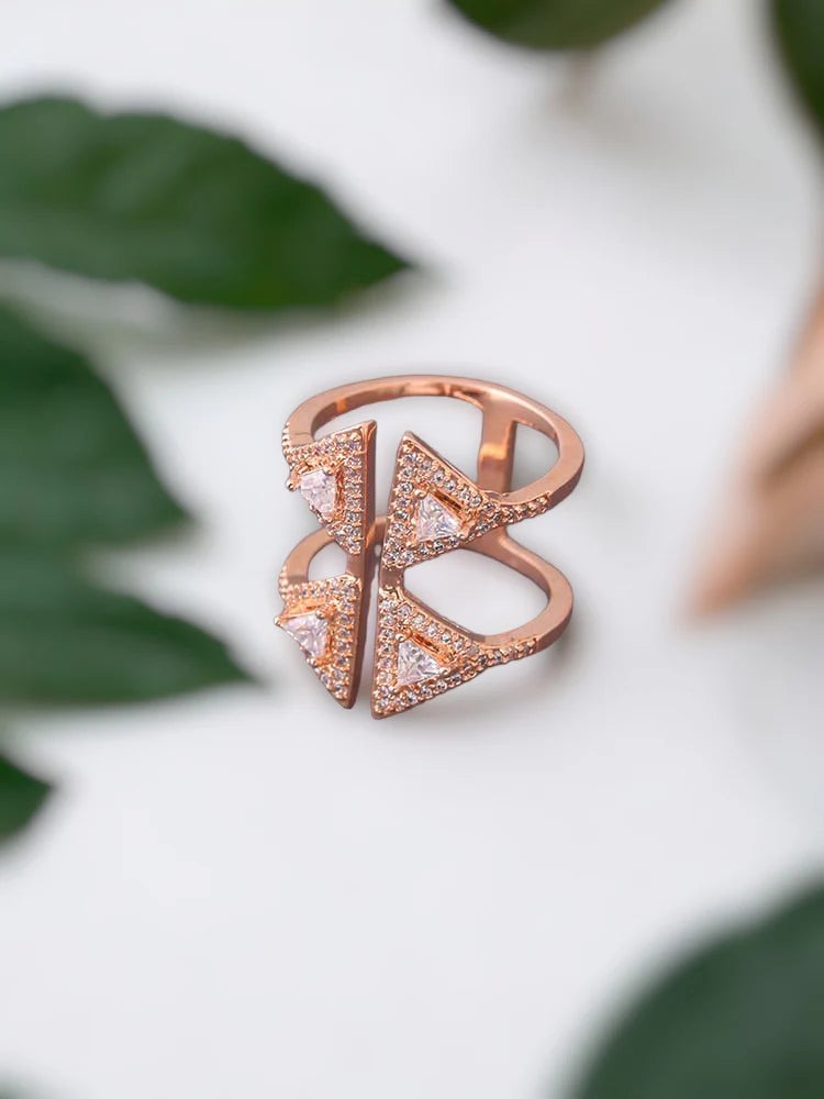 ROSE GOLD AATHIRAI ADJUSTABLE ZIRCONIA RING