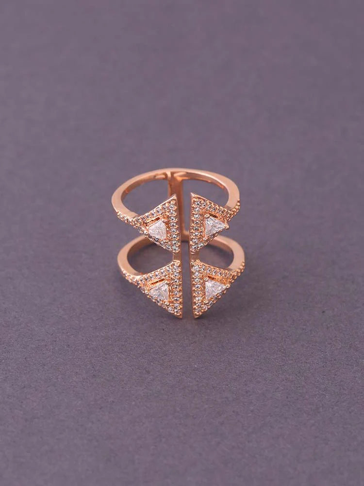 ROSE GOLD AATHIRAI ADJUSTABLE ZIRCONIA RING