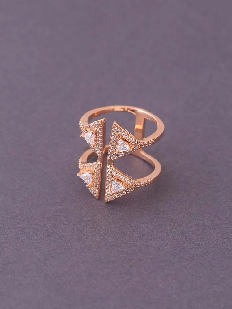 ROSE GOLD AATHIRAI ADJUSTABLE ZIRCONIA RING