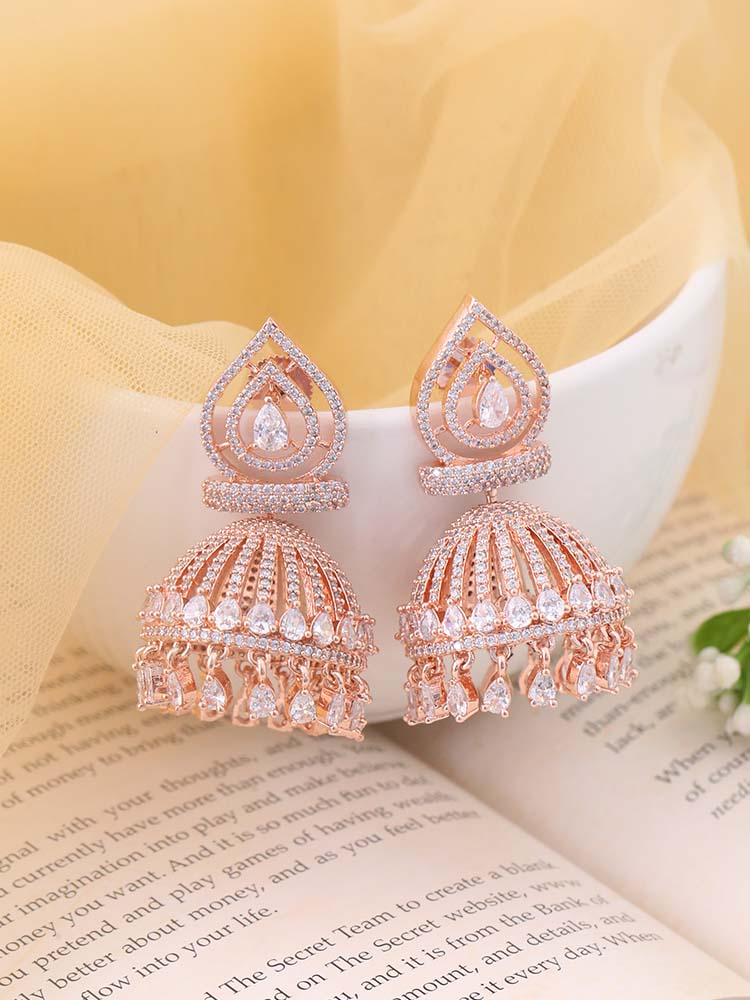 ROSE GOLD ACANTHA ZIRCONIA JHUMKIS