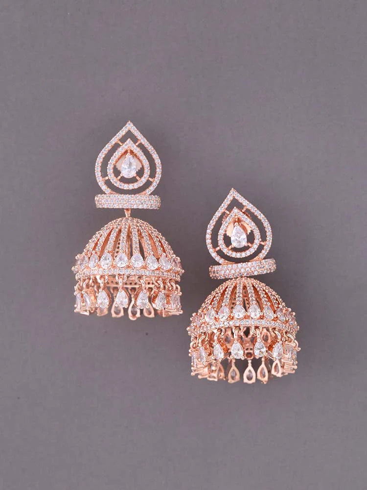 ROSE GOLD ACANTHA ZIRCONIA JHUMKIS