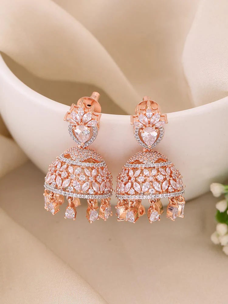 ROSE GOLD ARLET ZIRCONIA JHUMKIS