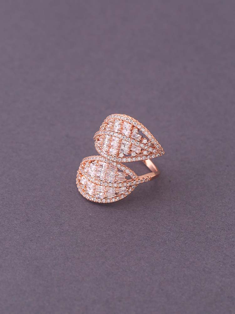 ROSE GOLD DHANUJA ZIRCONIA ADJUSTABLE RING