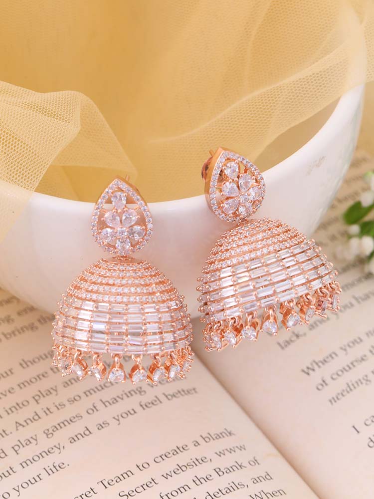 ROSE GOLD DIMITRIS ZIRCONIA JHUMKIS