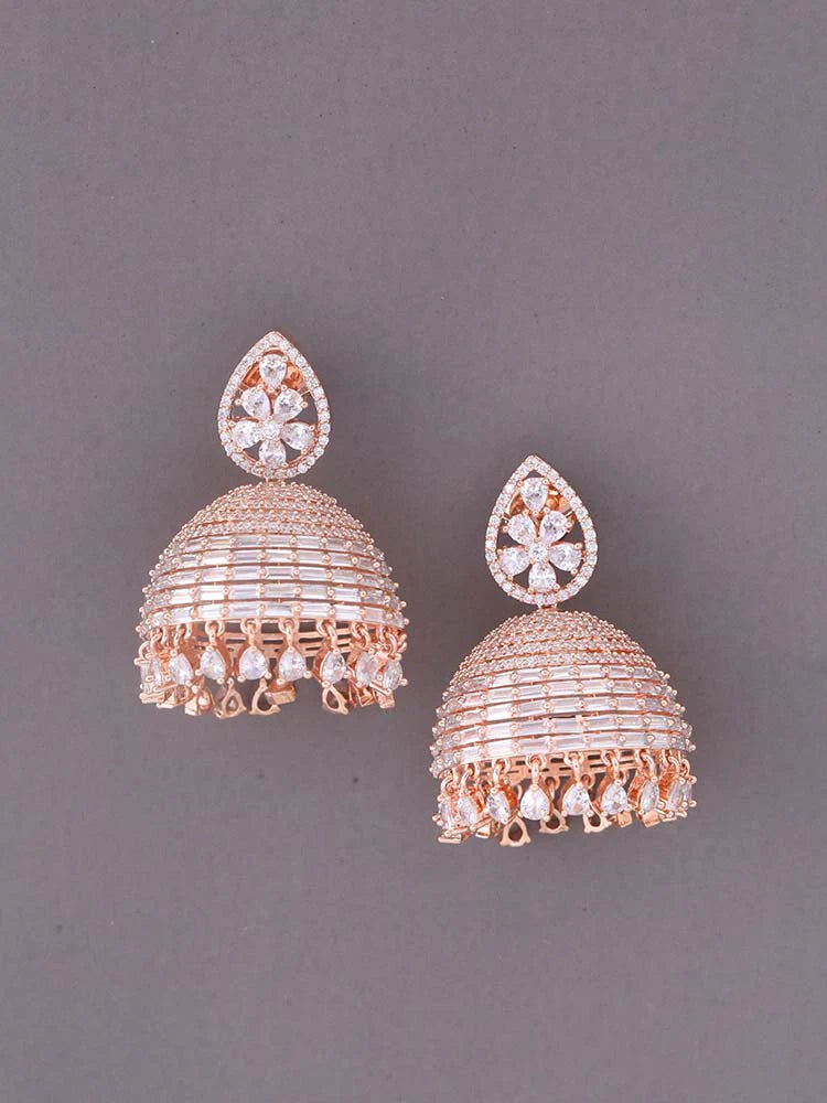 ROSE GOLD DIMITRIS ZIRCONIA JHUMKIS