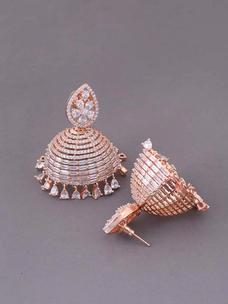 ROSE GOLD DIMITRIS ZIRCONIA JHUMKIS