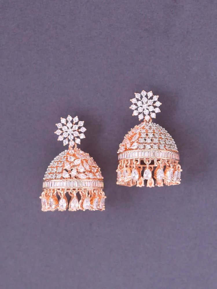 ROSE GOLD EVELYN ZIRCONIA JHUMKIS