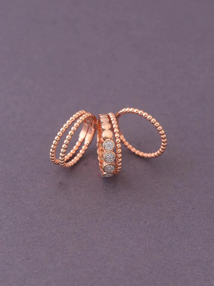 ROSE GOLD GEARY ZIRCONIA RING