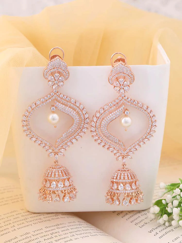 ROSE GOLD MICHALIS ZIRCONIA JHUMKIS