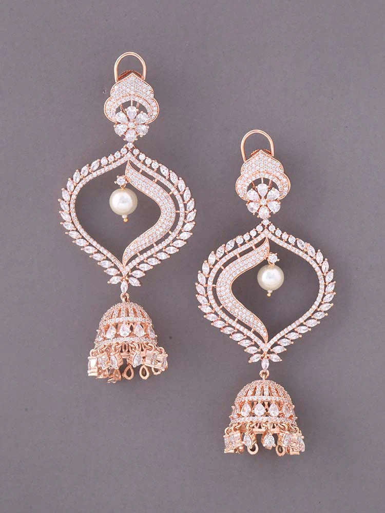 ROSE GOLD MICHALIS ZIRCONIA JHUMKIS