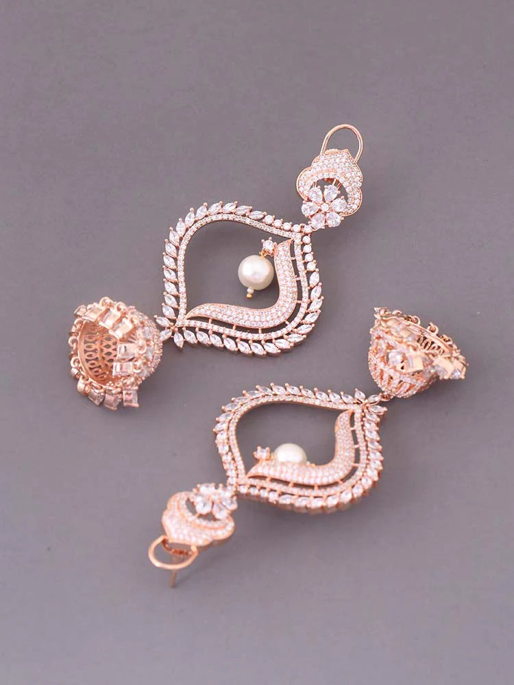 ROSE GOLD MICHALIS ZIRCONIA JHUMKIS