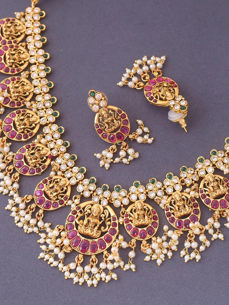 RUBY BHUVANESHWARI TEMPLE JEWELLERY SET