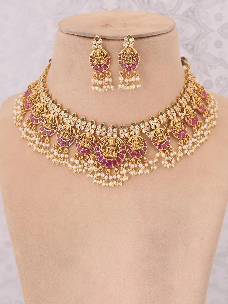 RUBY BHUVANESHWARI TEMPLE JEWELLERY SET