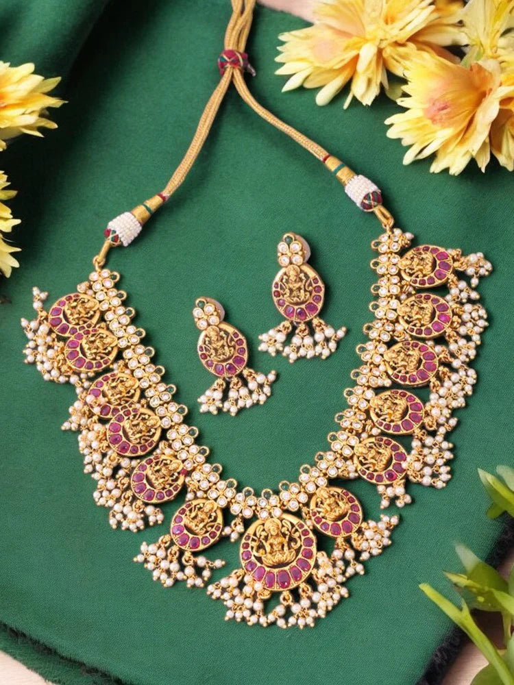 Ruby Bhuvaneshwari Temple Jewellery Set