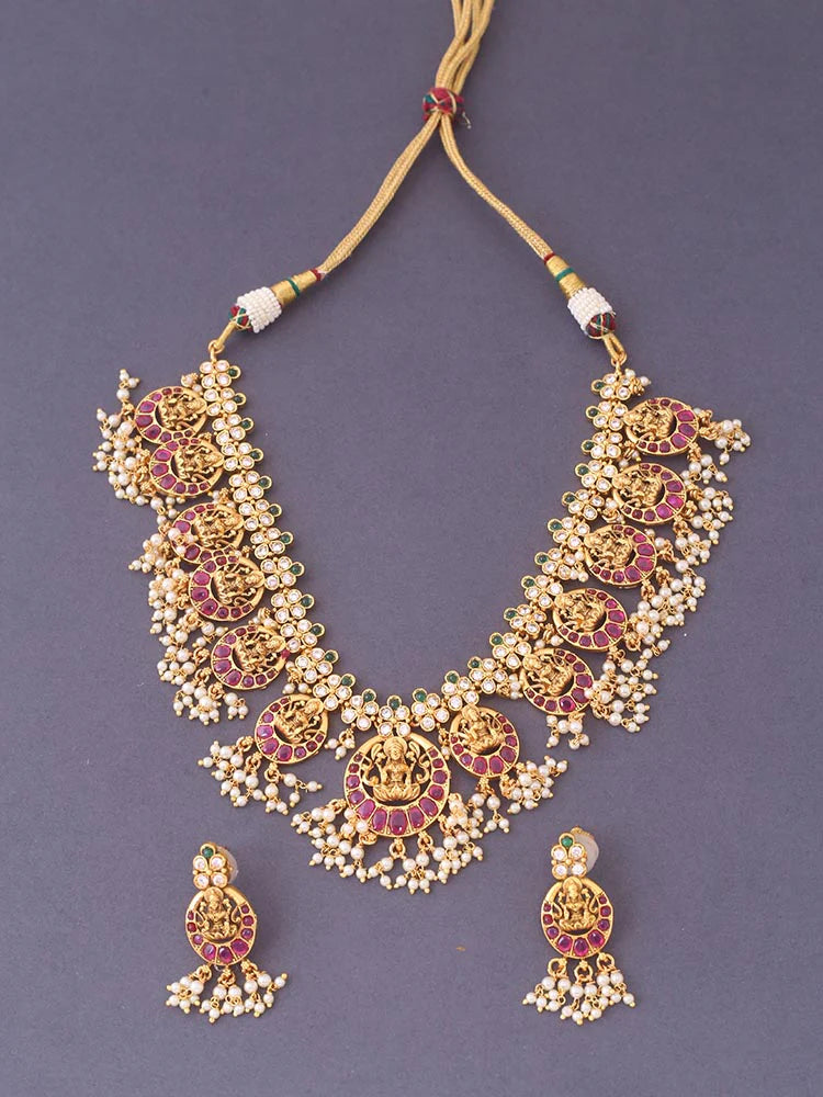 RUBY BHUVANESHWARI TEMPLE JEWELLERY SET