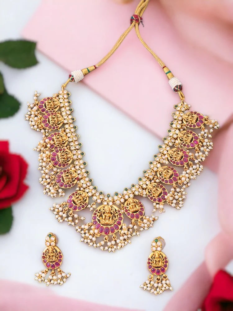 RUBY BHUVANESHWARI TEMPLE JEWELLERY SET