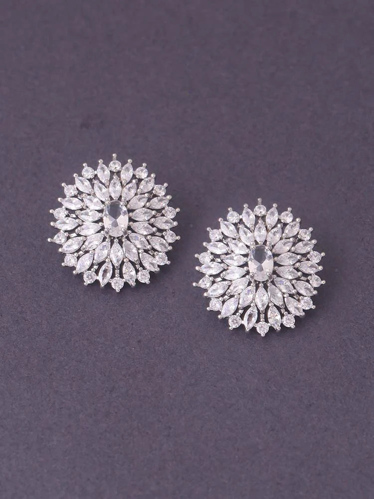 SILVER IVONNE ZIRCONIA STUDS