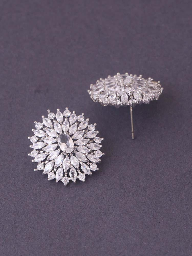 SILVER IVONNE ZIRCONIA STUDS