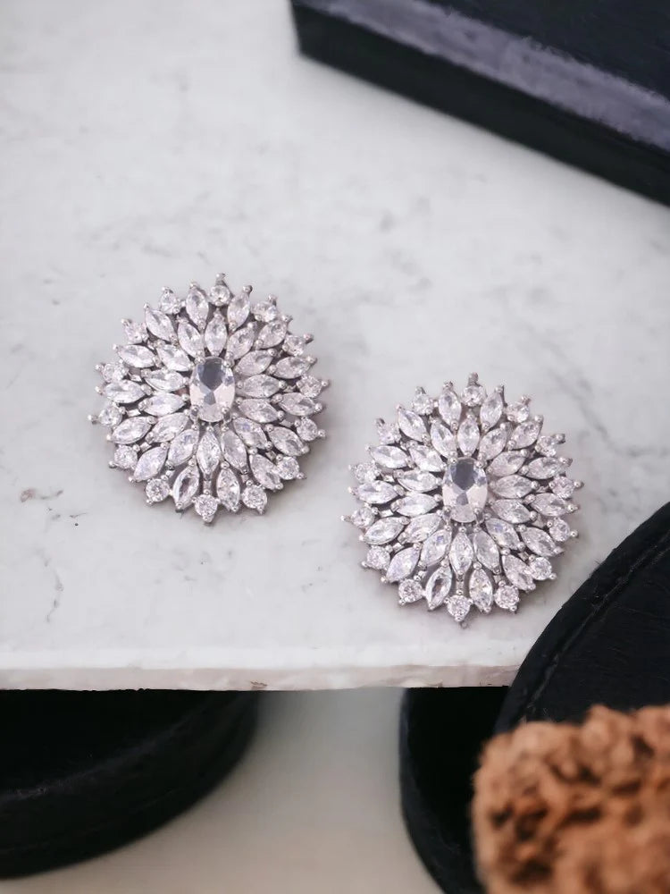 SILVER IVONNE ZIRCONIA STUDS