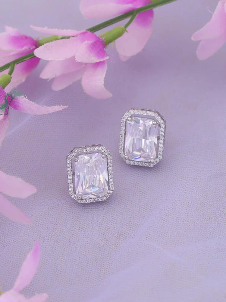 SILVER KATHRYN ZIRCONIA STUDS