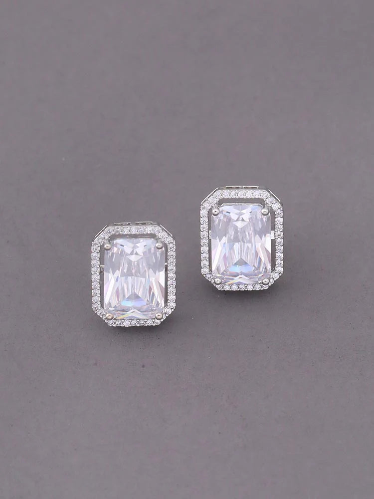 SILVER KATHRYN ZIRCONIA STUDS