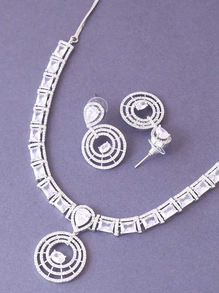 SILVER RHEA ZIRCONIA JEWELLERY SET