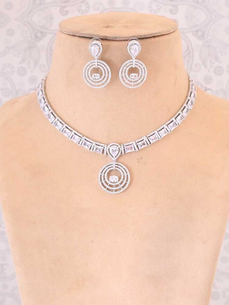 SILVER RHEA ZIRCONIA JEWELLERY SET