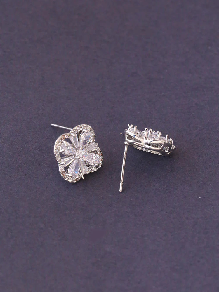 SILVER SANA ZIRCONIA STUDS