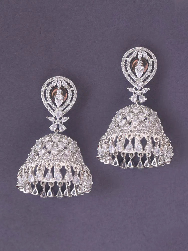 SILVER UNNI ZIRCONIA JHUMKIS