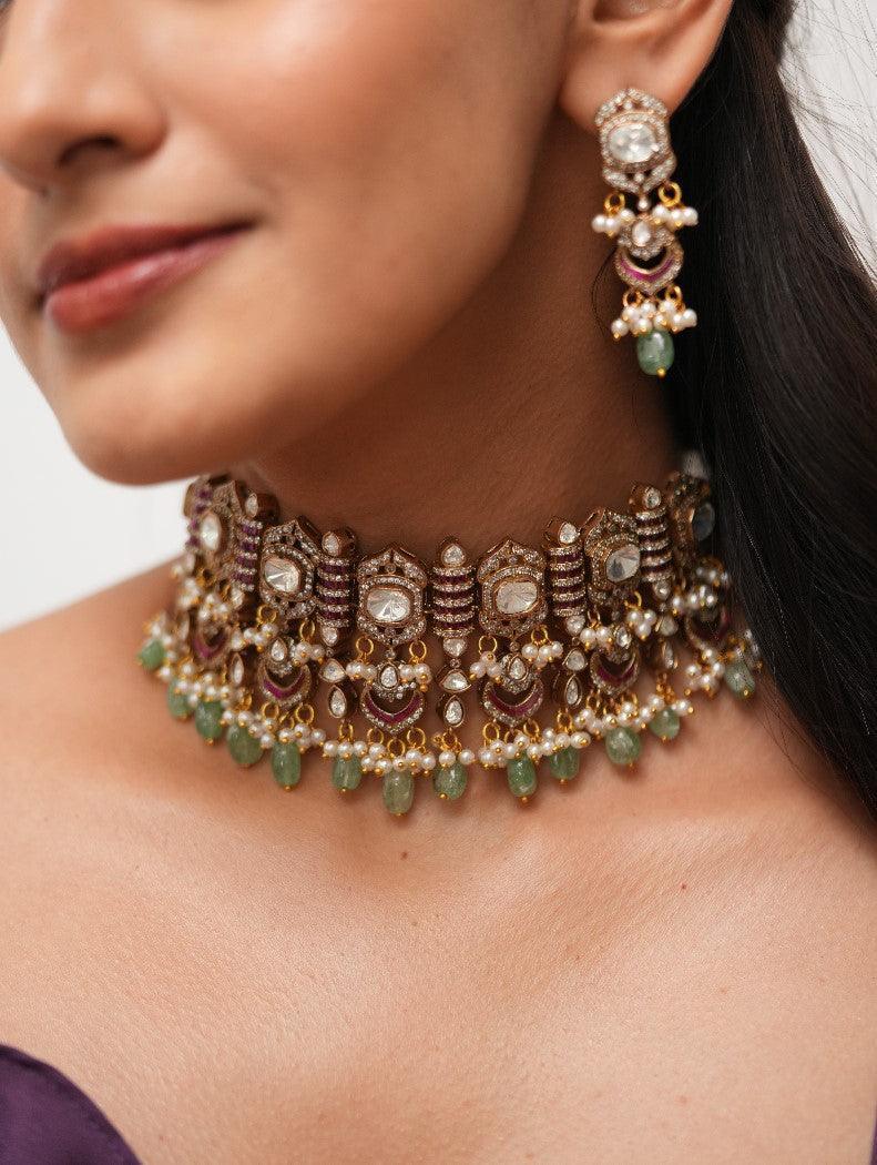 Antique Bhakti Polki Choker Set